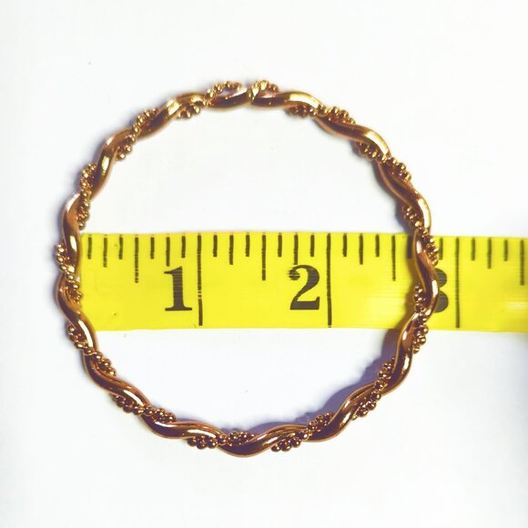 Vintage Copper-Toned Twisted Rope Design Bangle Bracelet 2.5" Diameter - Picture 3 of 4
